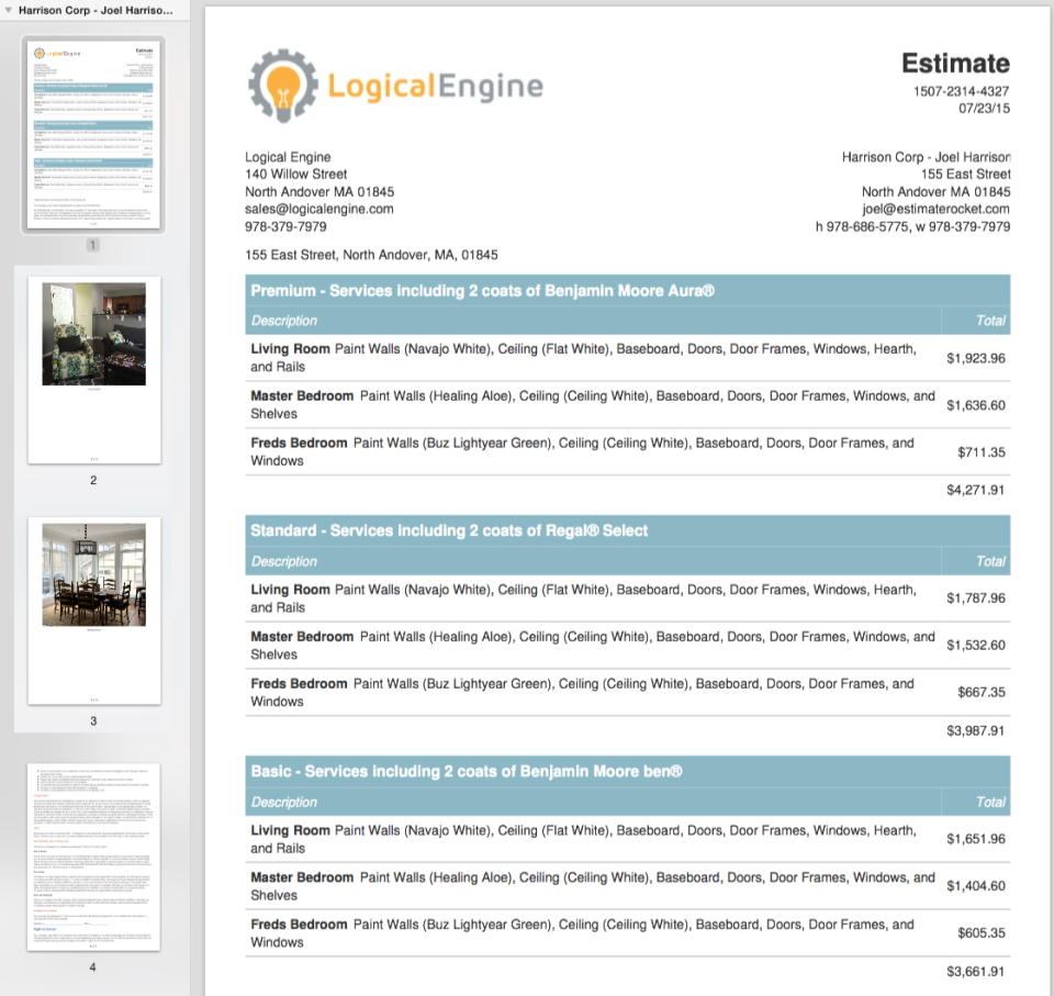 screenshot of Estimate Rocket